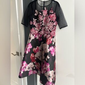 Teri Jon Black and Pink Floral Dress